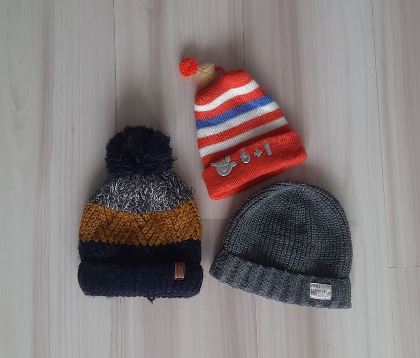 Zestaw 3szt: Czapka Chłopięca r.44/46, od 6 miesiąca