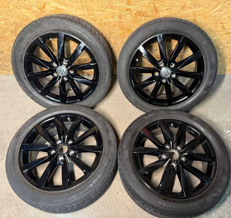 Komplet kół VW GOLF 7 5x112 17cali czarne oryginał opony continen zima
