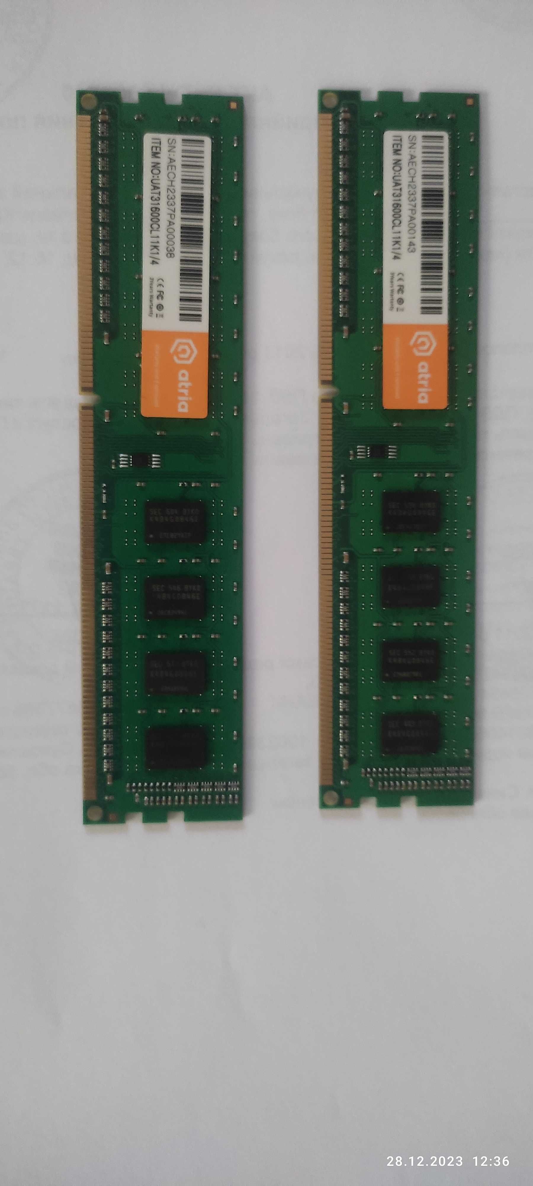 Оперативная память ATRIA DDR3-1600 8192MB PC3-12800 (UAT31600CL11K1/8)