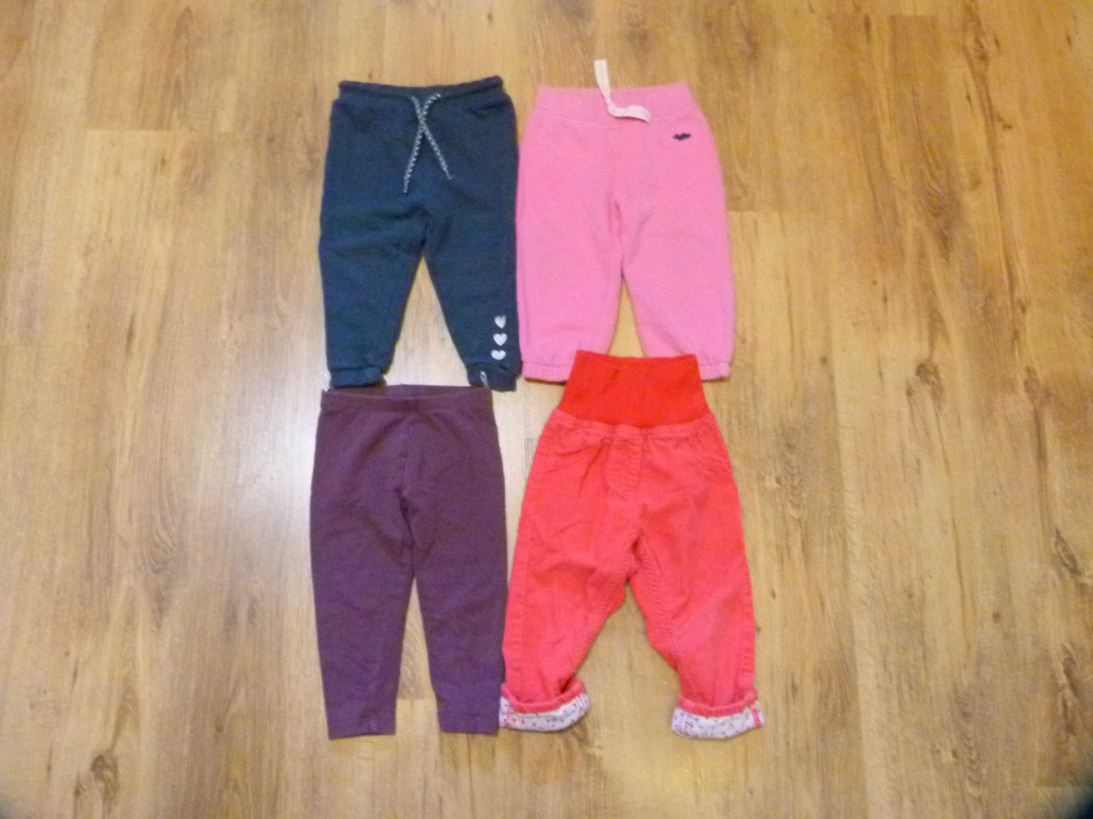 rozm 80 zestaw 4x spodnie dla dziewczynki różne kolory