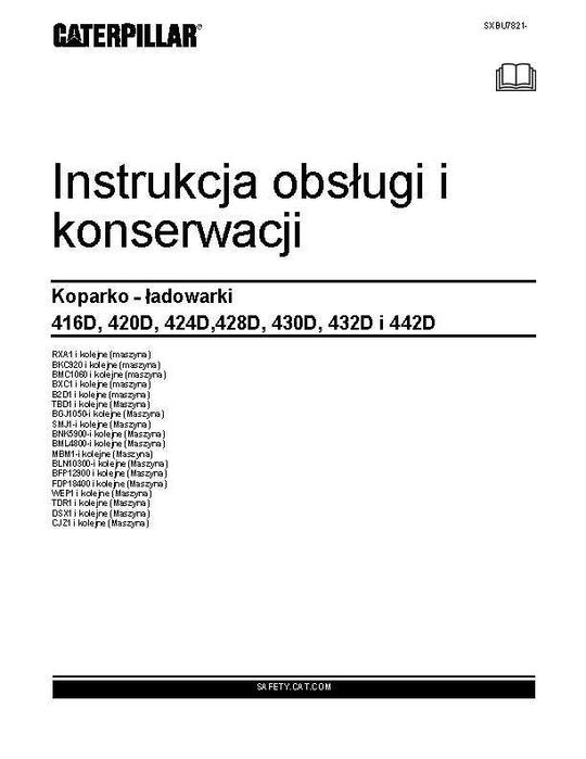 DTR Cat Instrukcja obsługi Caterpillar 416D, 420D, 424D UDT