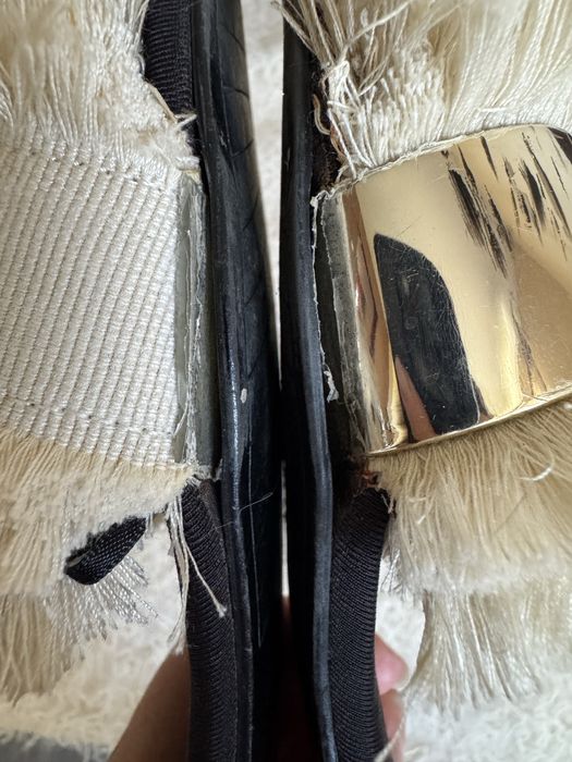 Zara klapki boho frędzle 41 złote blaszki glamour lustrzane