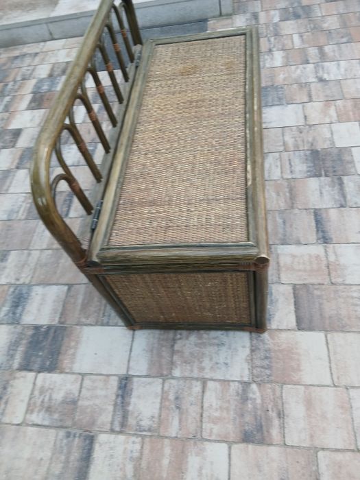 Skrzynia siedzisko z oparciem rattanowa