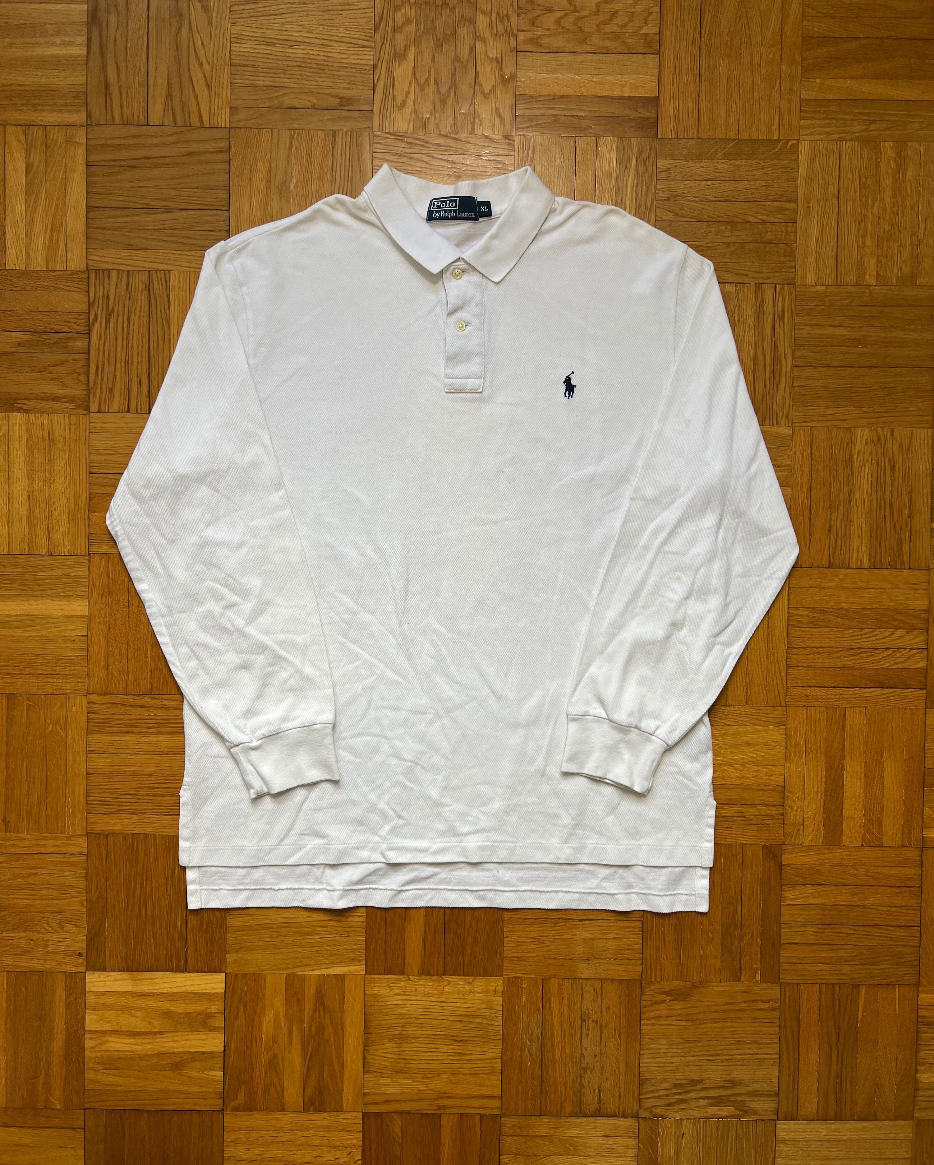 Longsleeve Ralph Lauren polo white vintage biały