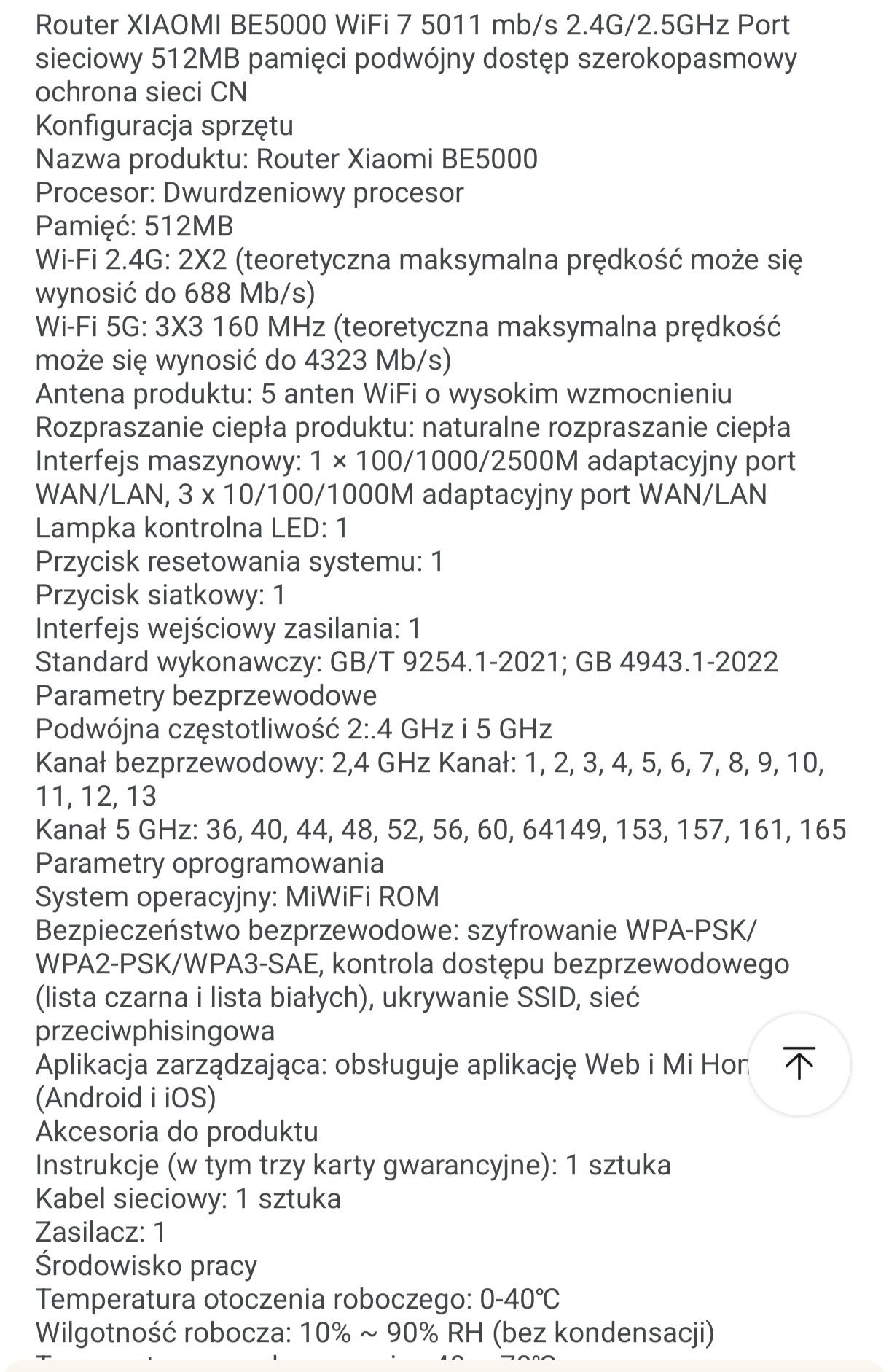Router WiFi 7 Xiaomi BE 5000, biały.