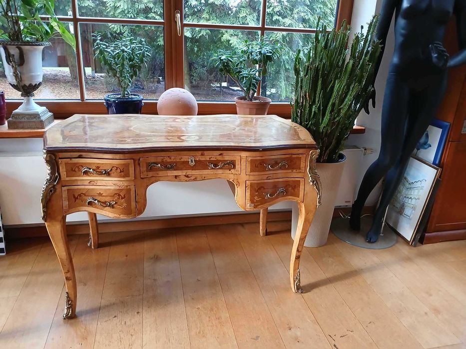 Biurko pałacowe DREWNIANE intarsja przywiezione zFrancji ODBIÓR BĘDZIN