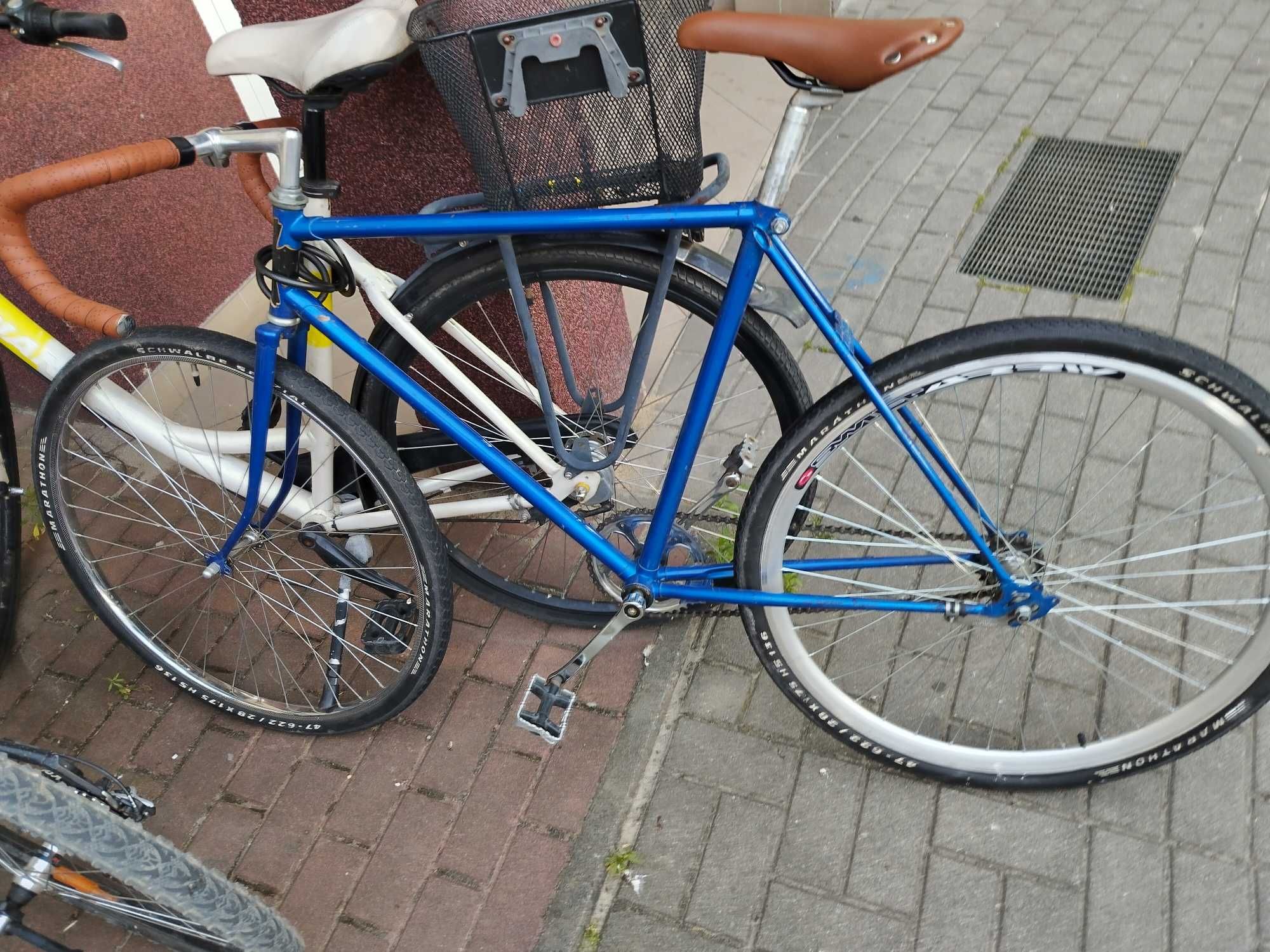 Rower retro kolarzówka, kierownica baran, modna, sezon 2025, blue