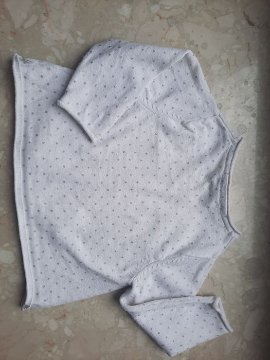 Wizytowy biały sweterek wdzianko Obaïbi 9 mcy r. 68/74