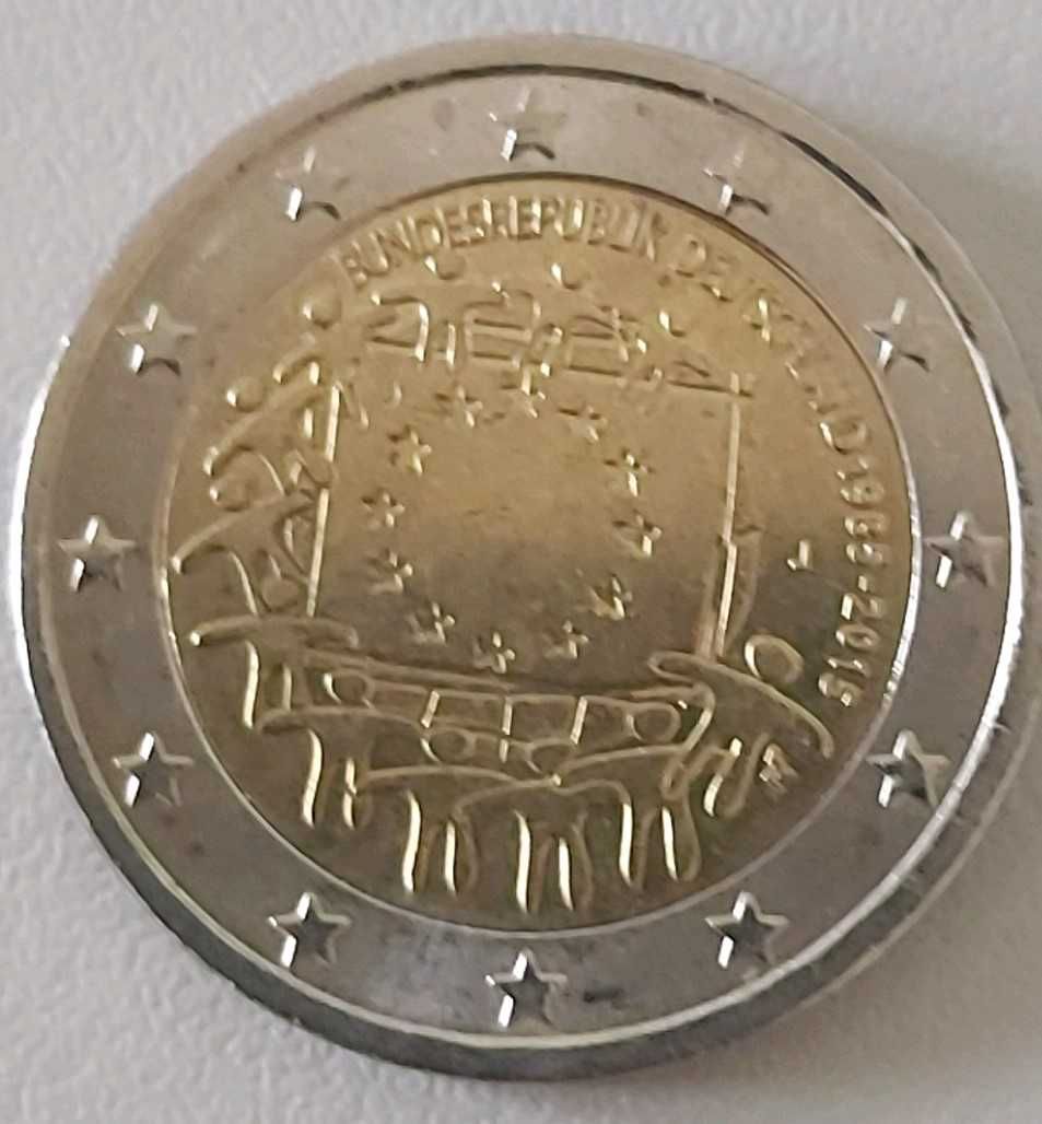 2 Euros de 2015 Letra J da Alemanha, 30º Aniversário Bandeira UE