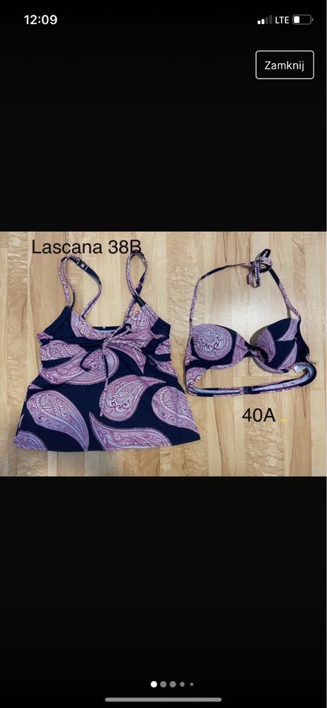 Mix Kini Lascana 40A & 38B kostium kąpielowy stanik koszulka różowa