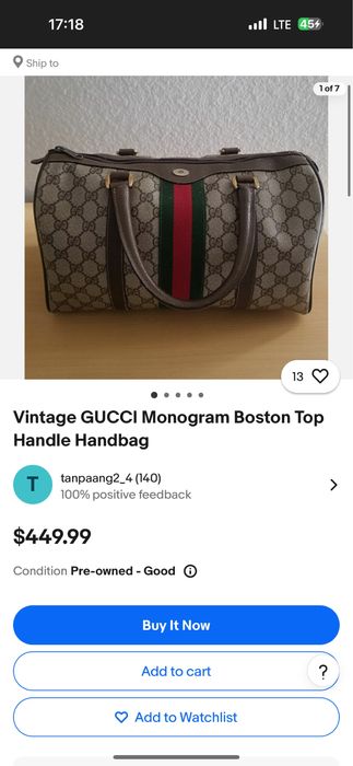 Vintage GUCCI Monogram Boston Top Handle Handbag