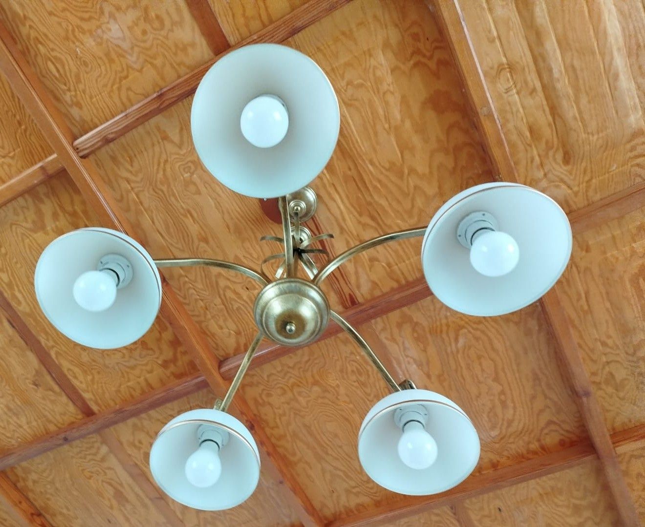 Piękna lampa pięcioramienna mosiężna