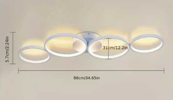 Światło sufitowe LED do salonu, czarno-białe /88cm