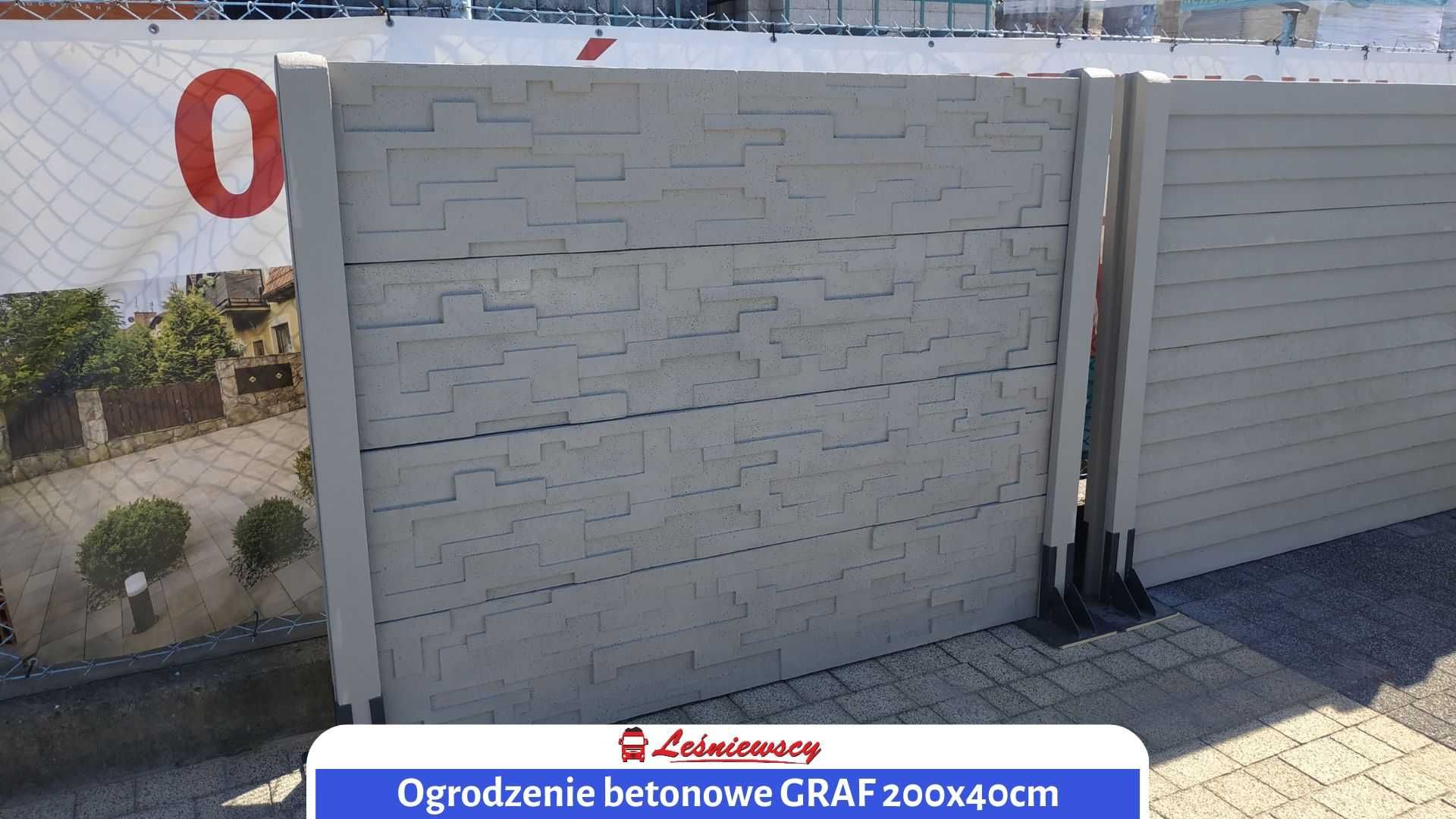 Ogrodzenie posesji betonowe Drewbet GRAF 200x40cm nowoczesne HIT