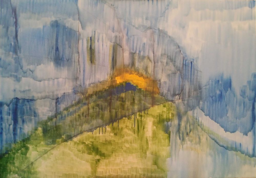 Kompozycja 70x100cm, farby olejne, nowoczesne abstrakcyjne malarstwo