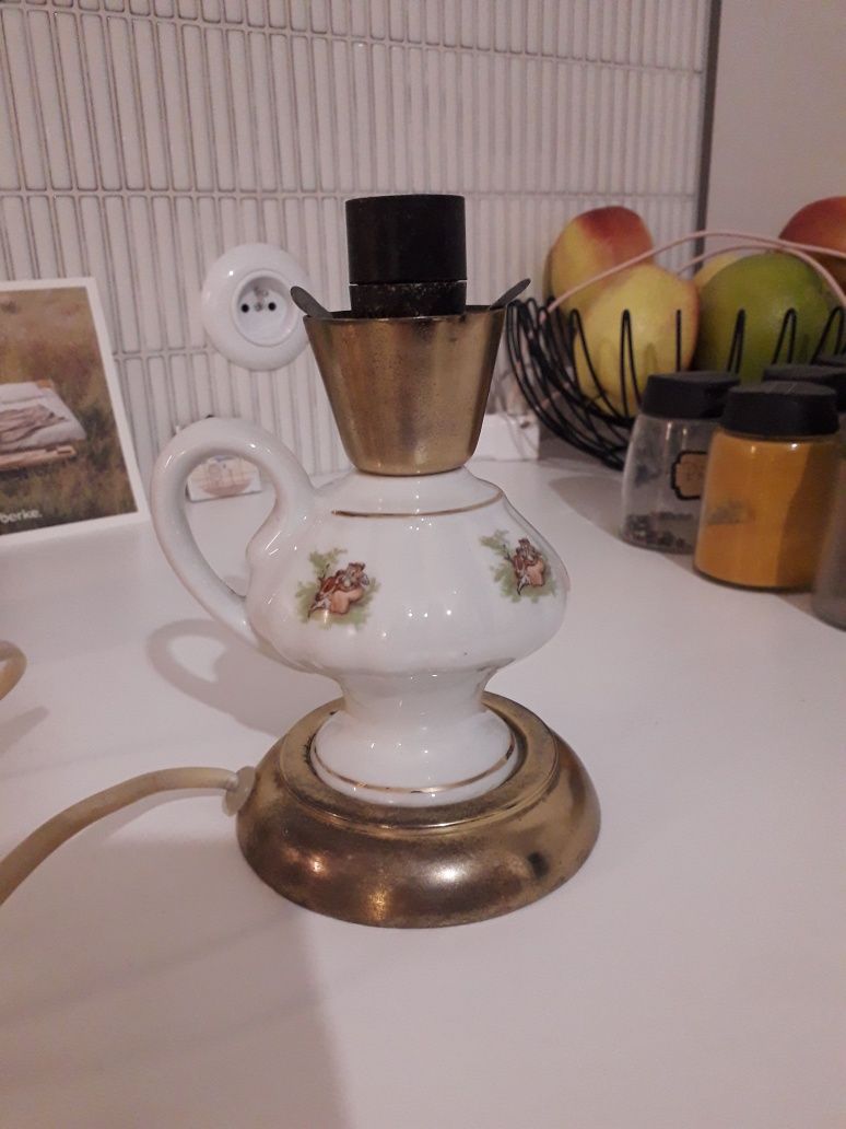 Porcelanowa lampa stołowa vintage PRL