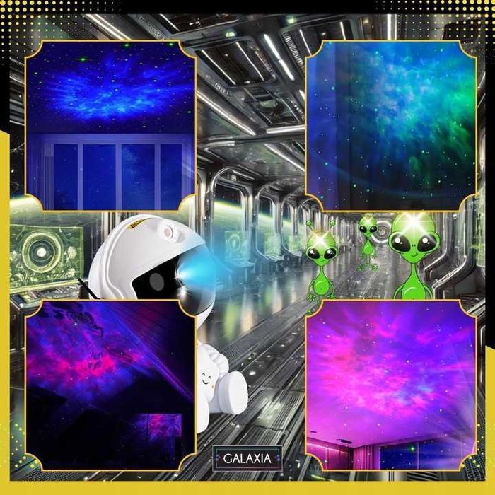Projektor Gwiazd ASTRONAUTA Dla Dzieci Lampka Nocna Rzutnik Laserowy