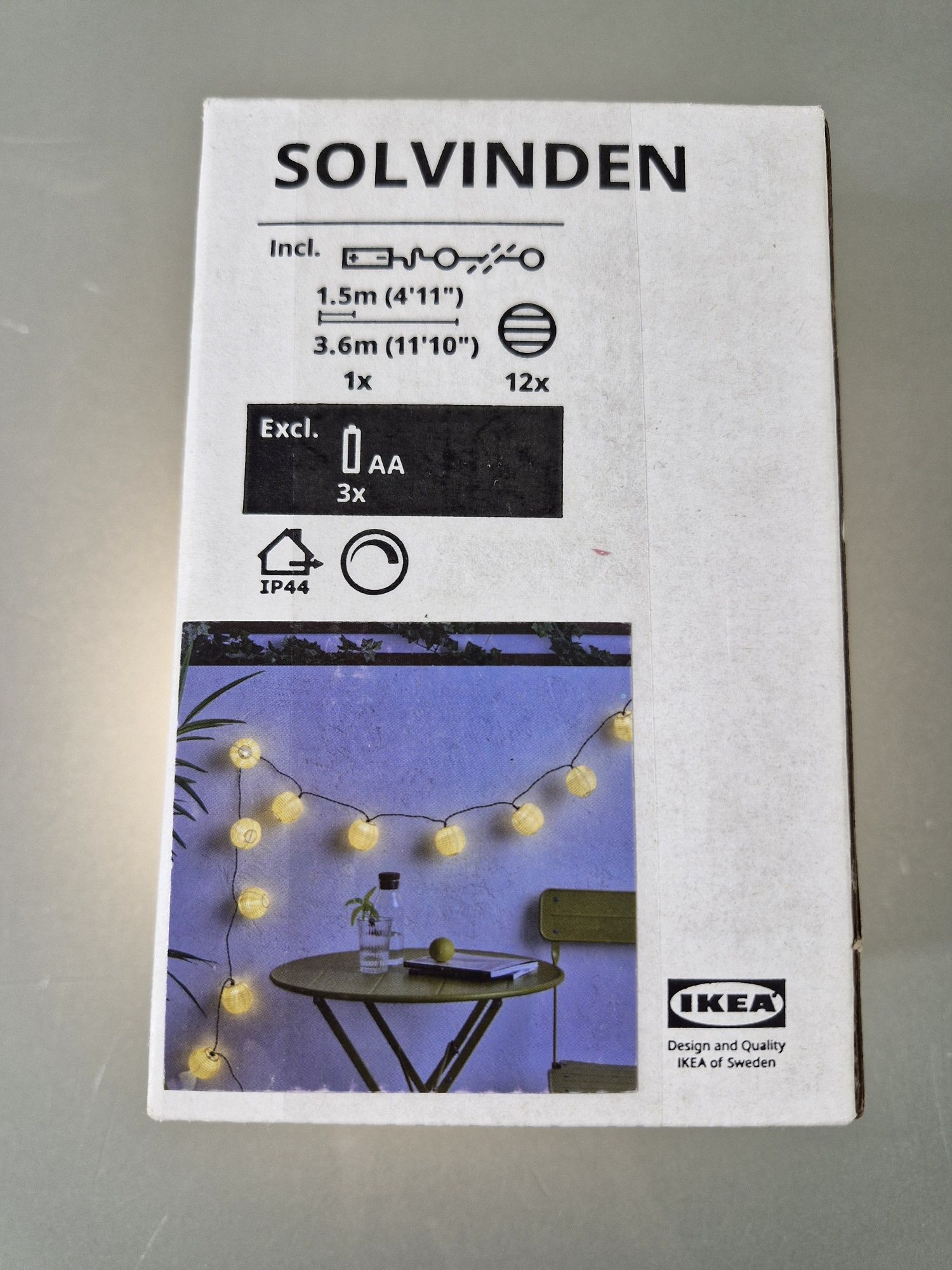 IKEA Solvinden Łańcuch Świetlny LED 12 Żarówek na Baterie Żółty