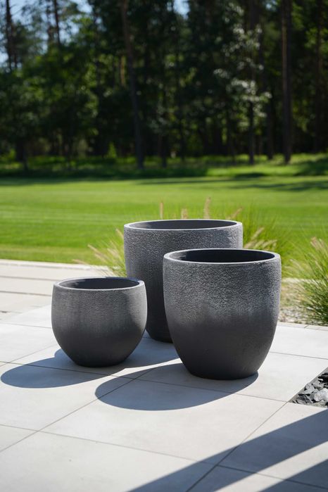 Zestaw 3 donic betonowych duże donice ogrodowe z betonu na kwiaty