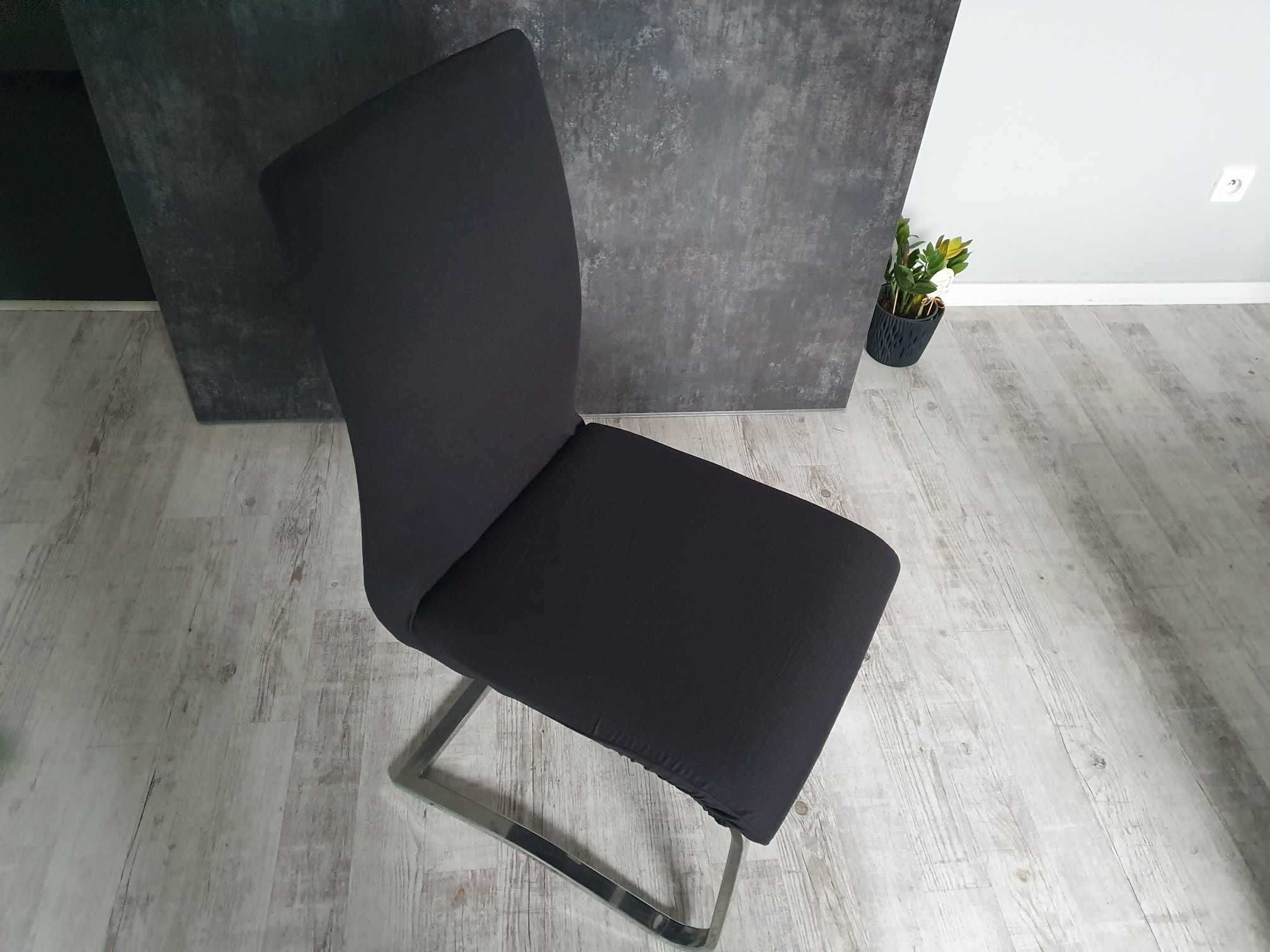 Pokrowce na krzesła czarne gładkie zestaw komplet 4 sztuki elastyczne