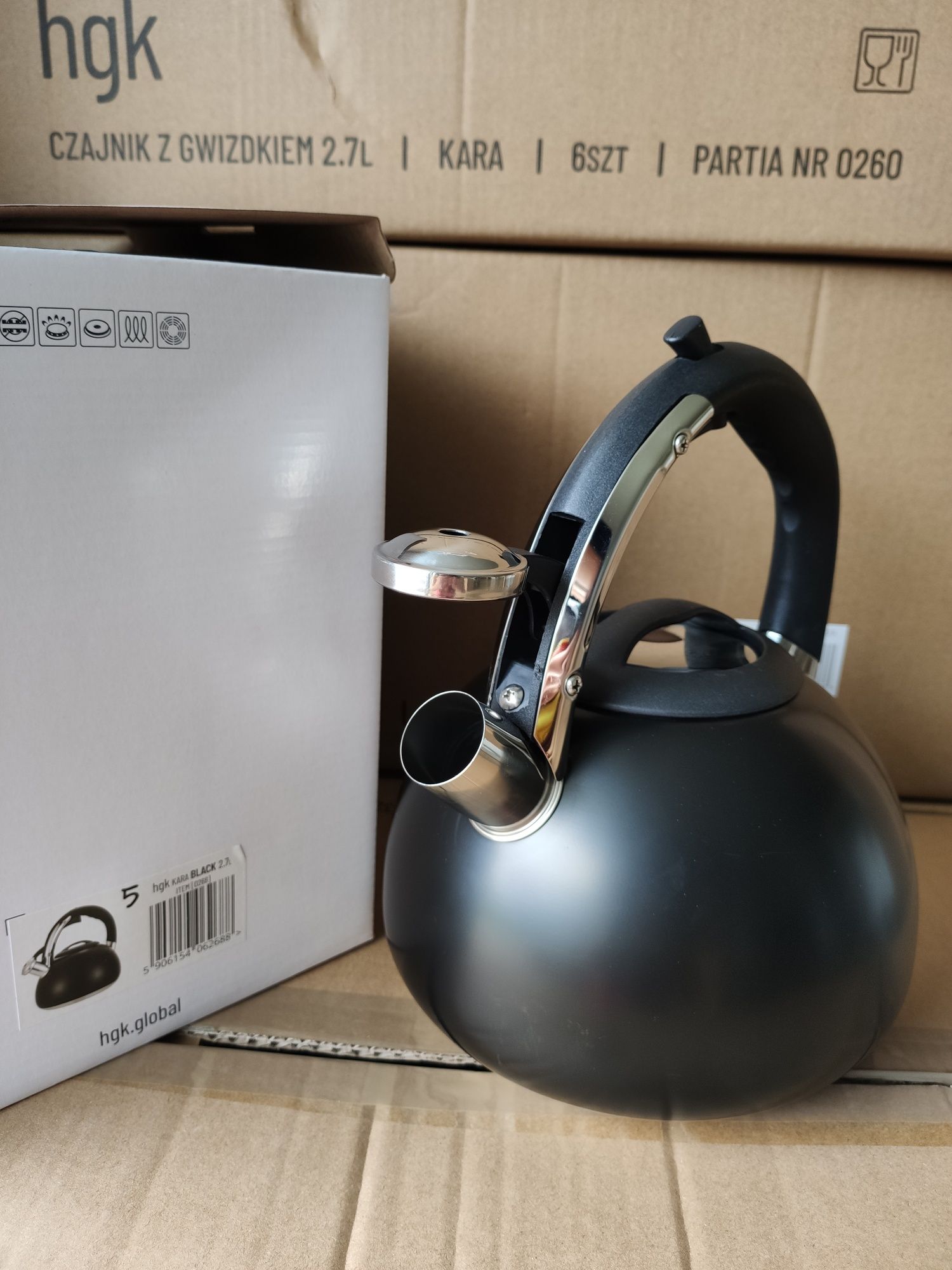 Nowy czajnik z gwizdkiem, czarny, tradycyjny 2.7L(Kara black 5, rysy
