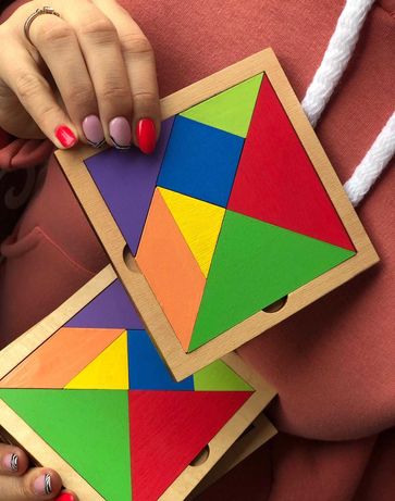Танграм развивающая деревянная игра мозаика 7 элементов 12см