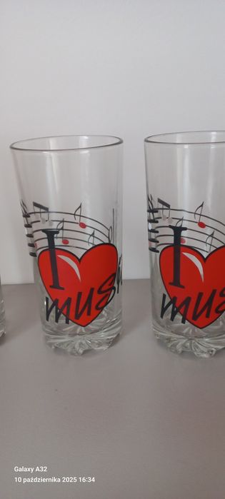 Szklanki I love music 6 sztuk