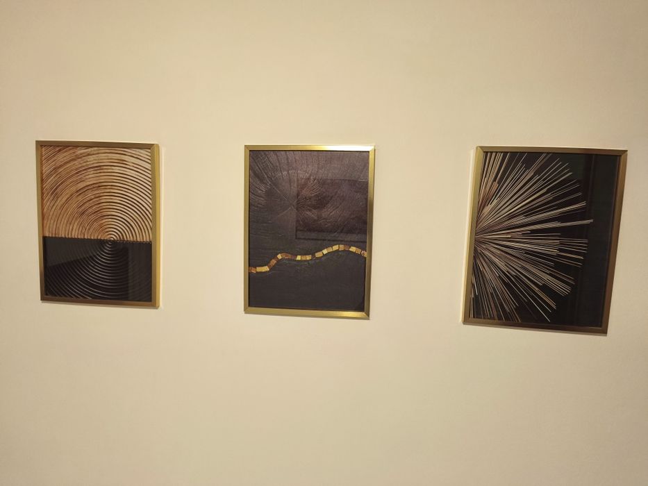 3 Quadros decorativos com formas abstratas