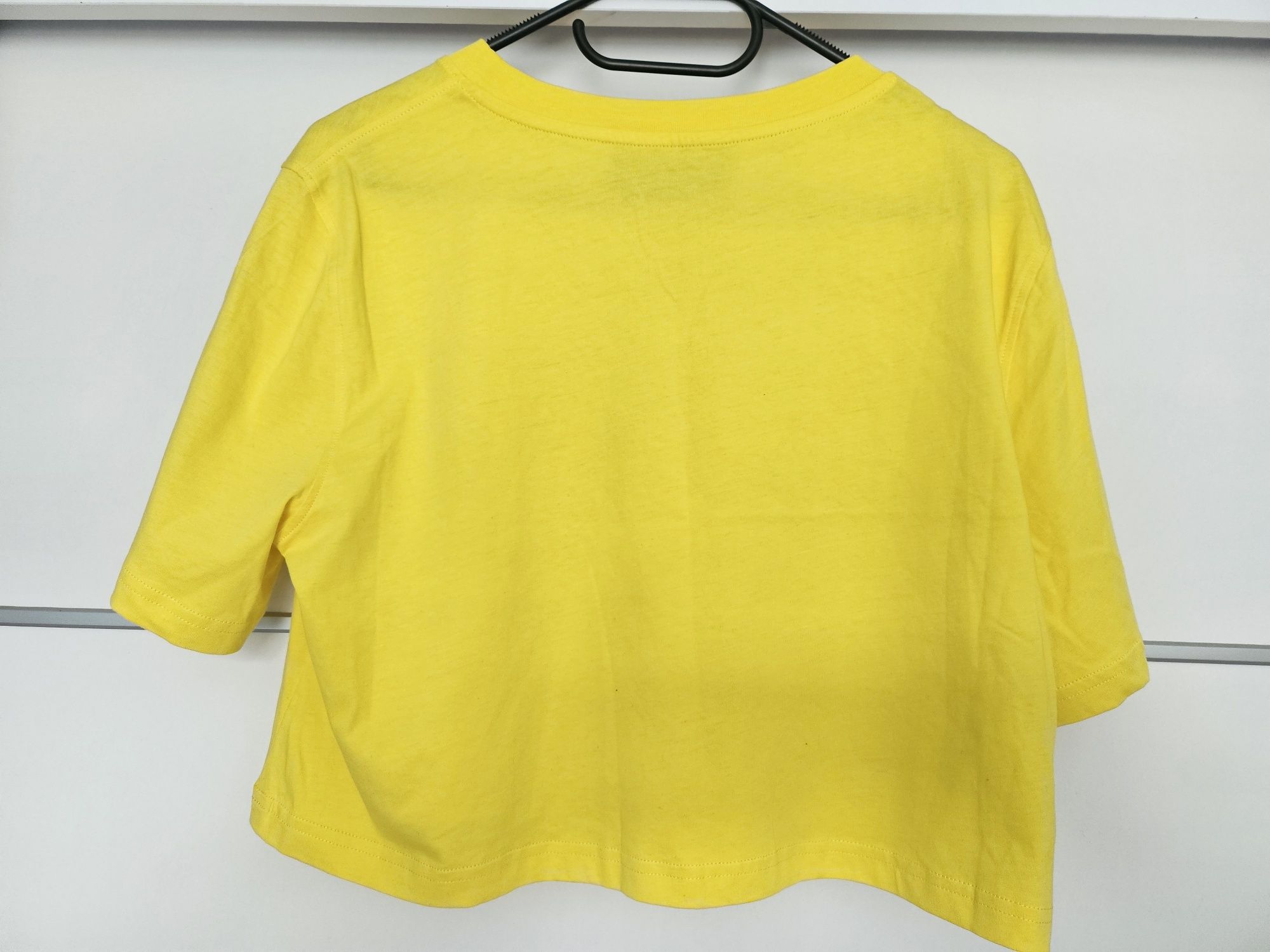 Crop top Moschino żółta napis kolorowy rozm 40