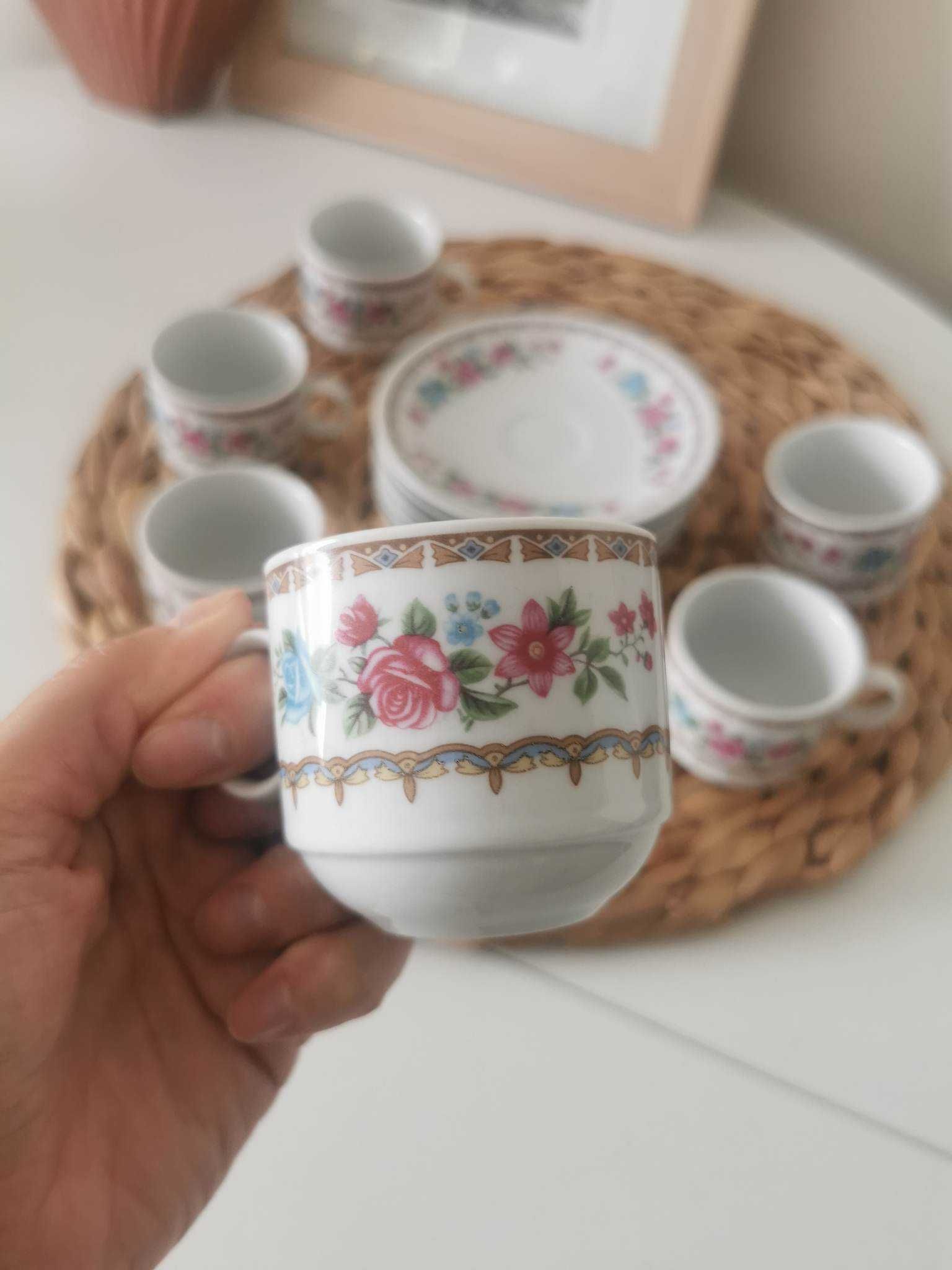 Śliczny zestaw porcelana komplet 6 + 6 Vintage PRL