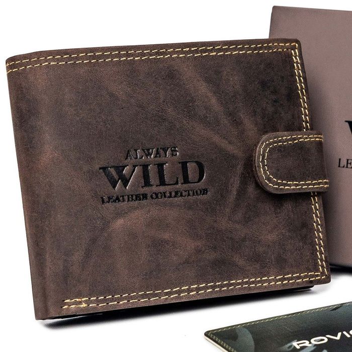 skórzany portfel męski na zatrzask - always wild