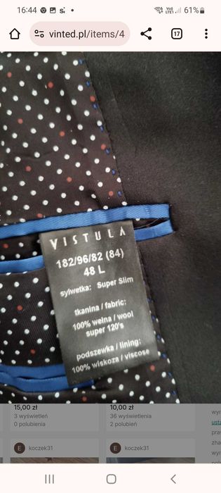 Smoking garnitur ślubny 182/96/82