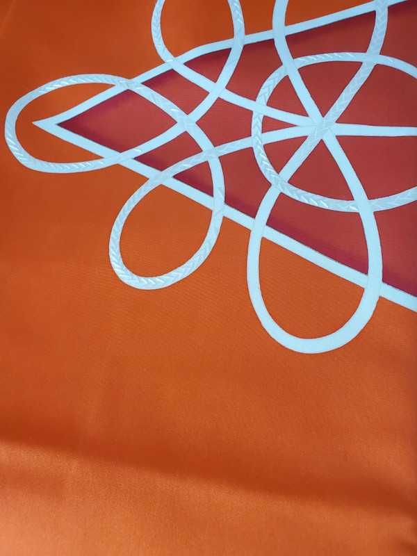 Japoński pas nagoya obi do kimono pomarańczowy w białe linie 334 cm
