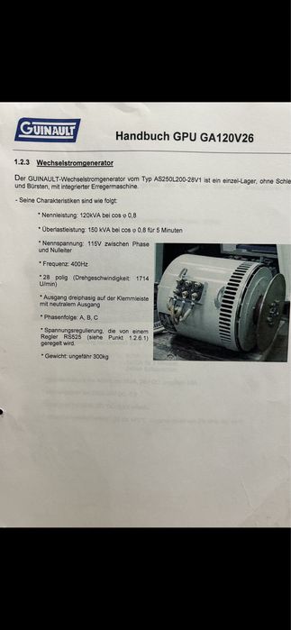 Prądnica Guinault 115 v 400 hz