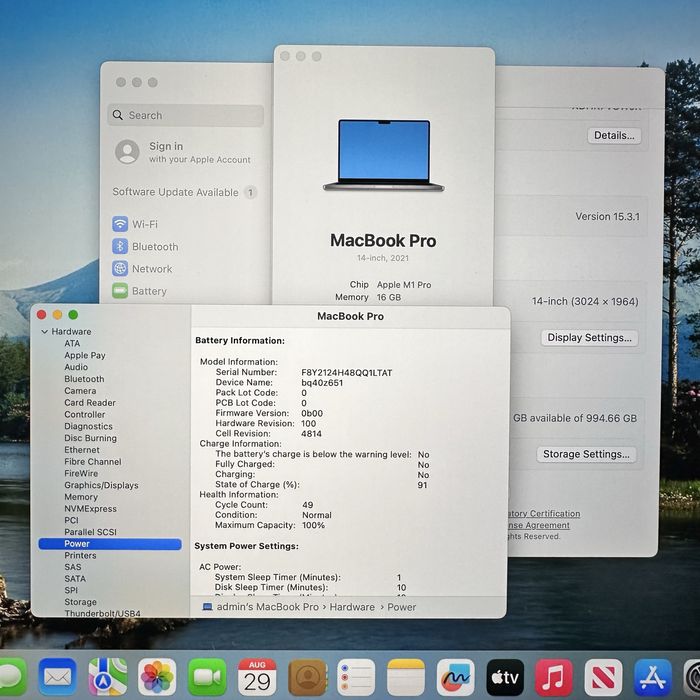 MacBook Pro 14" 2021 M1Pro Space Gray 16GB 1TB SSD