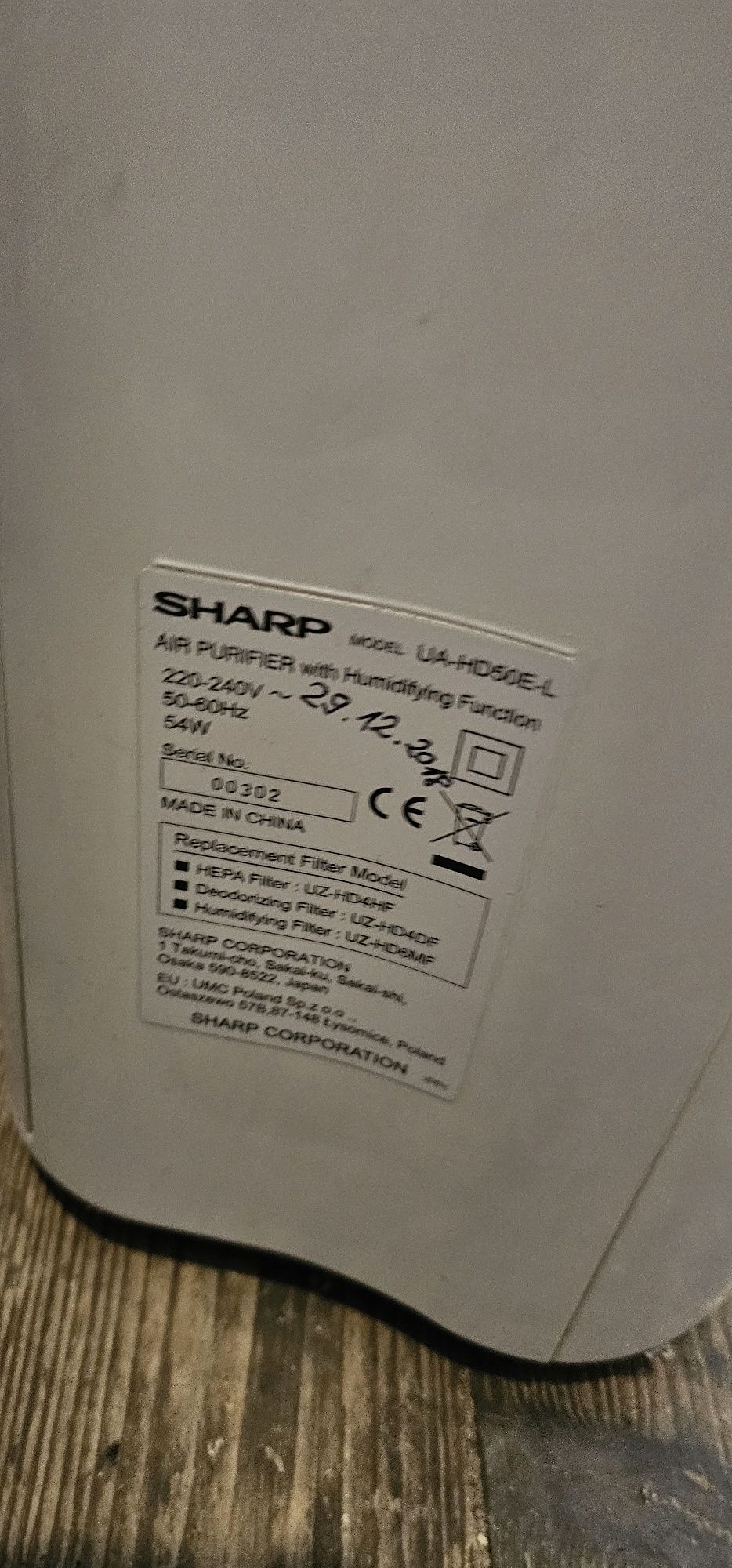 Oczyszczacz powietrza sharp UA-HD50E-L
