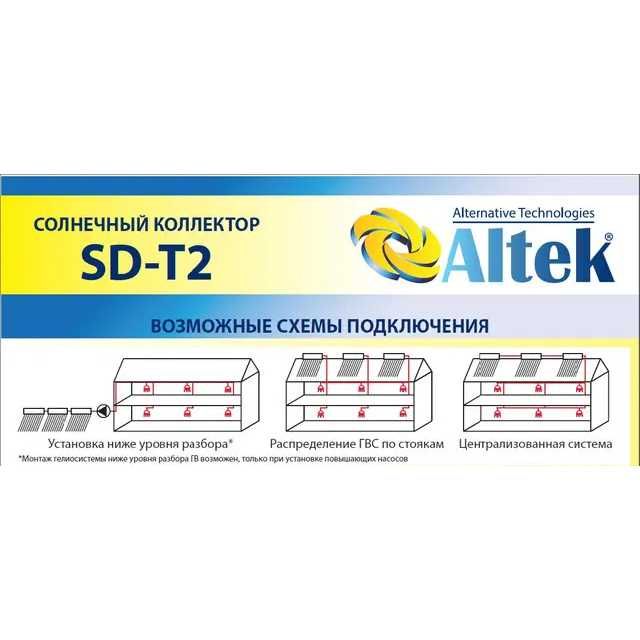 Солнечная система нагрева воды Altek SDT2L-20 сезонная, вакуумная 200л