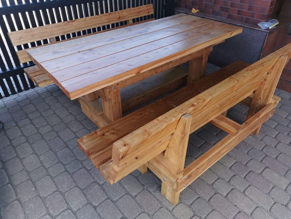 Komplet ogrodowy Stół ławki z modrzewia