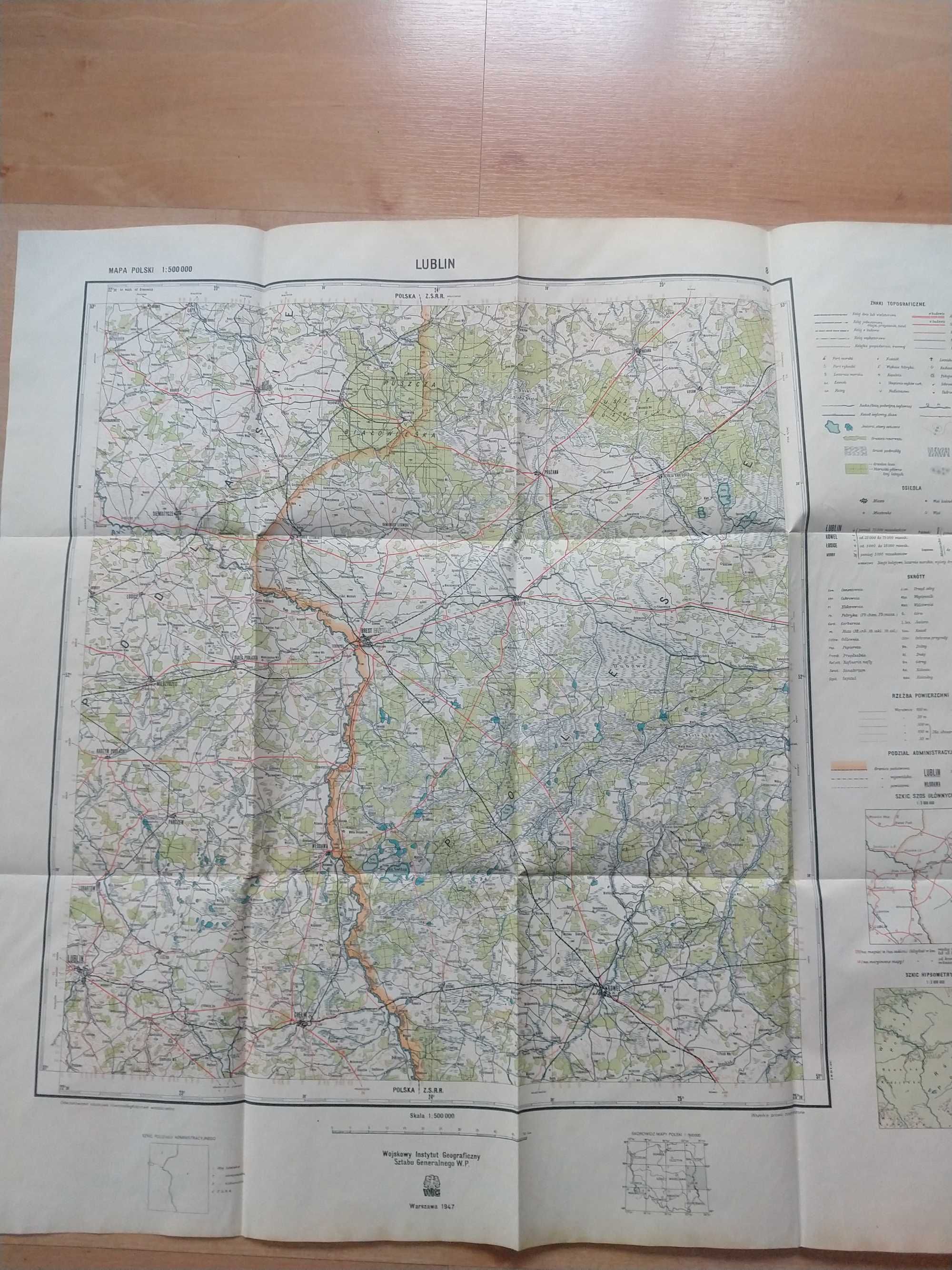 Archiwalna mapa Lublin wydanie WIG z 1947 r