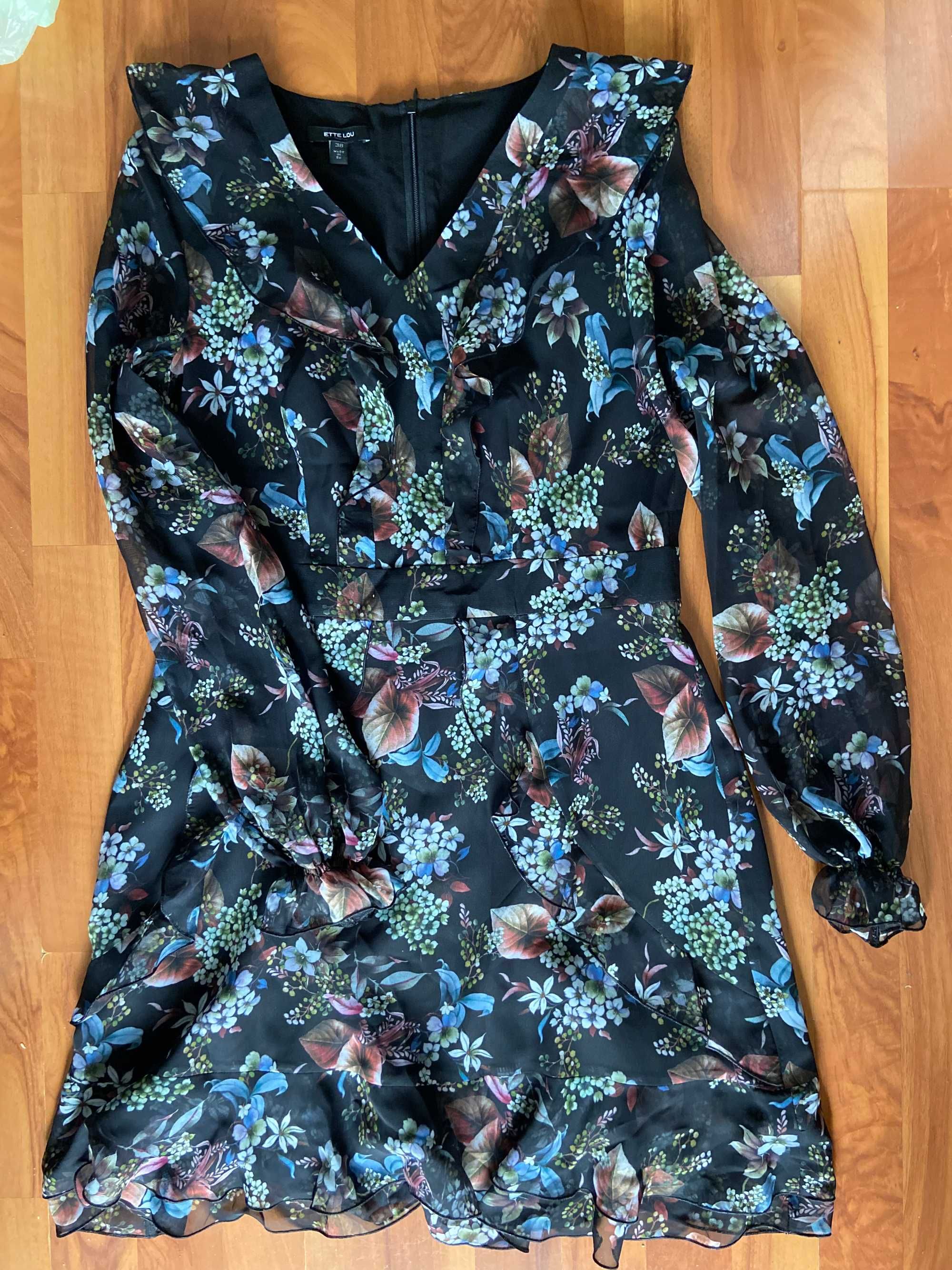 NOWA sukienka ette lou, r. 38, czarna w kwiaty
