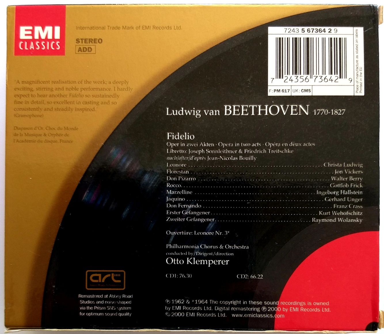 Great Recording Of The Century Beethoven Fidelio Otto Klemperer 2000r