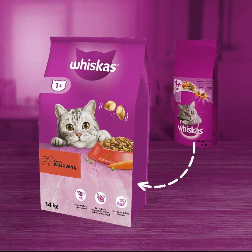 sucha karma dla kota z wołowiną 14 kg WHISKAS