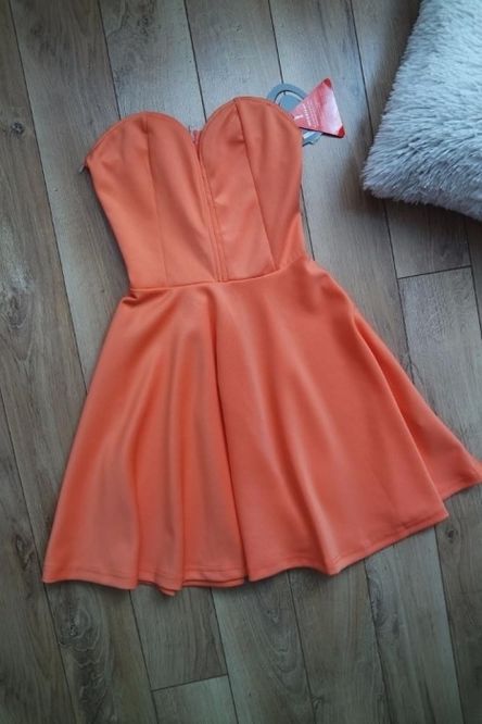 Piękna nowa koralowa gorsetowa sukienka orange rozm. XS Asos