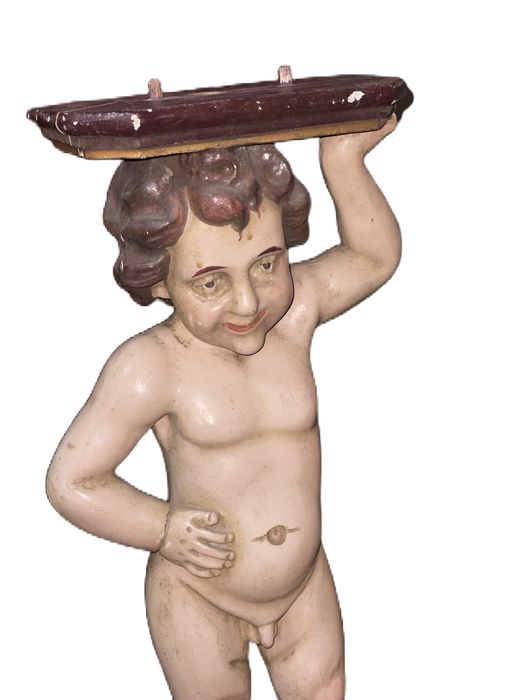 Grandioso menino jesus sec 19 madeira policromada, arte sacra, antigo