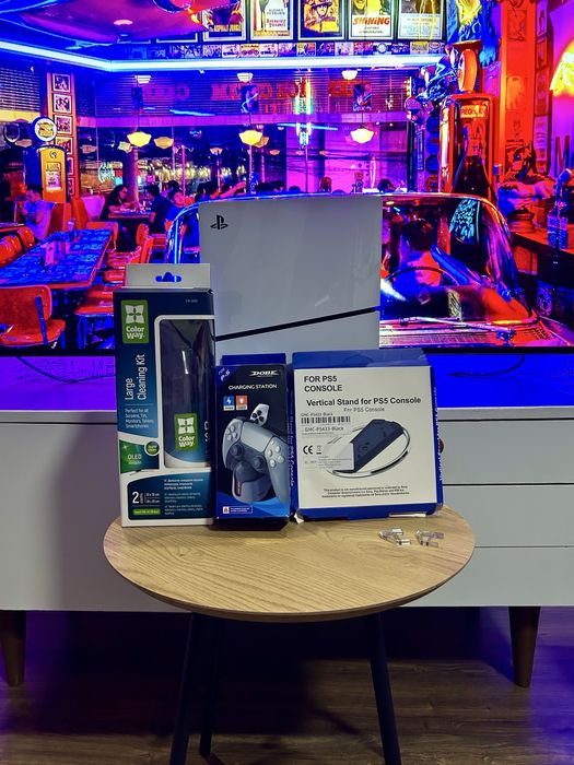 Новая PlayStation 5 Slim чек подписка PS+ игры кастом джой подставка