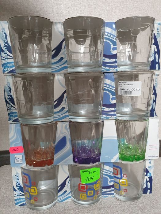 Бокалы, стаканы, тарелки