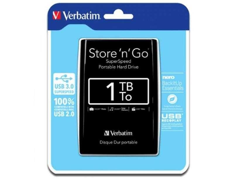 Зовнішній HDD Verbatim 1TB ext., USB 3.0, 2.5", Black. НОВИЙ