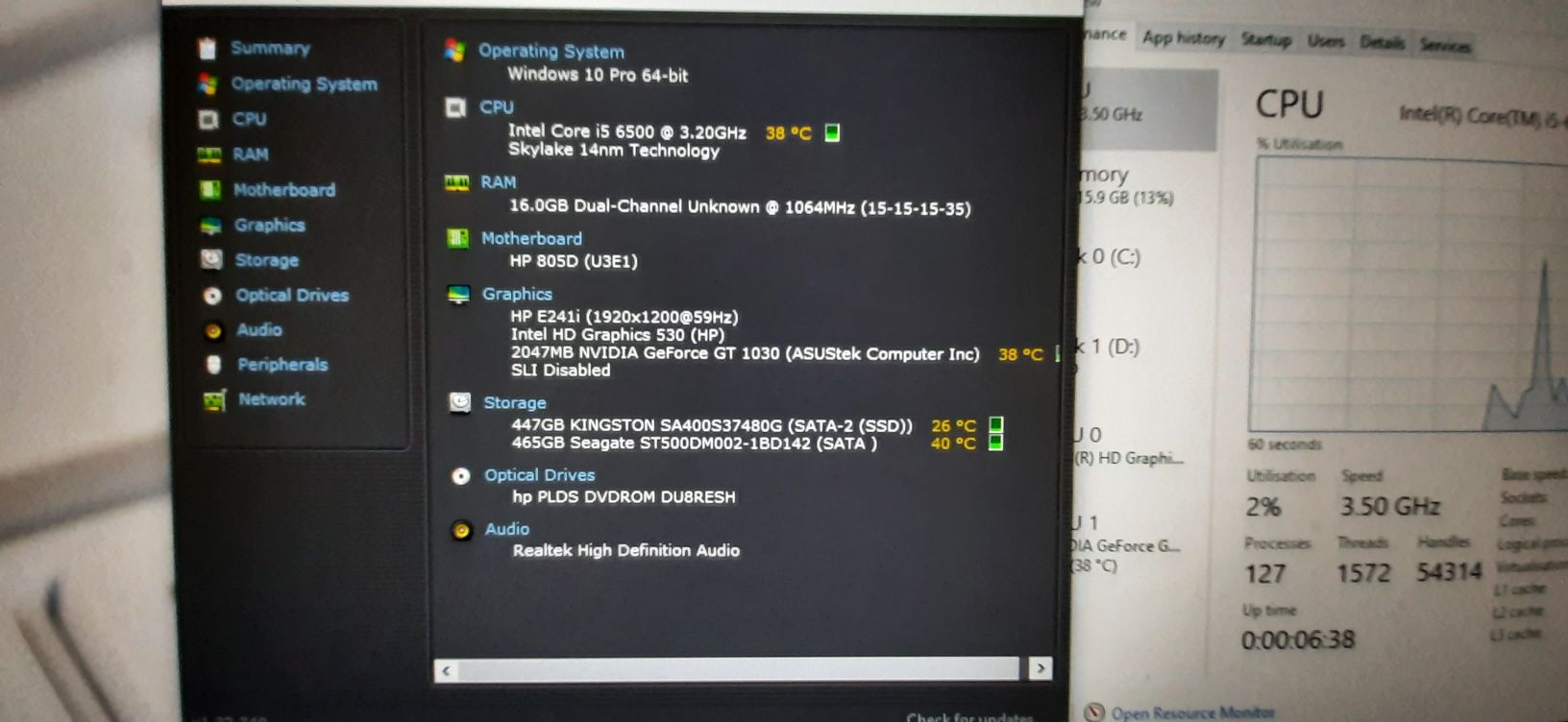 Pç GAMER HP-G2 6ªG|I5.6500-3.2Ghz|16G|SSD512+HDD500|GT1030-2G|5G|W11