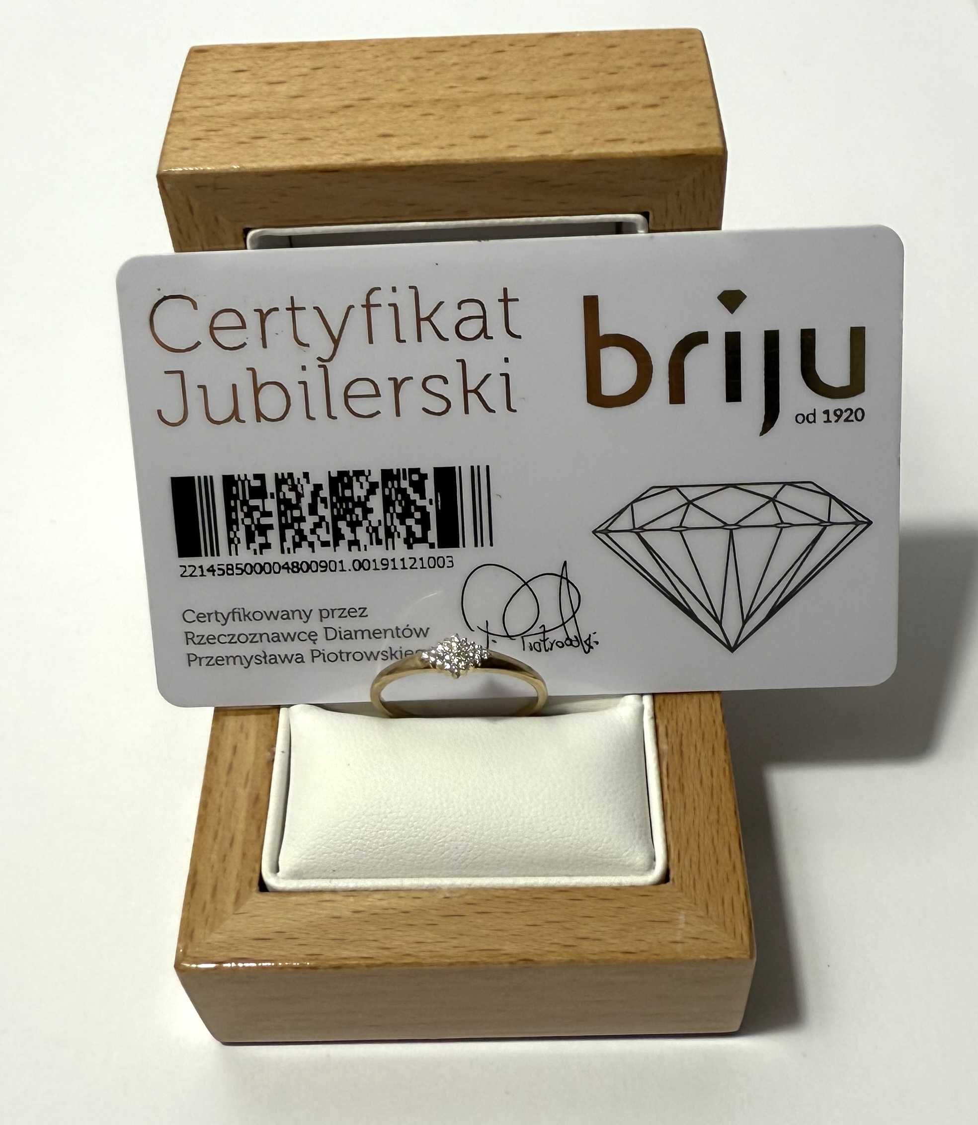 BRIJU pierścionek zaręczynowy ZŁOTY Z BRYLANTAMI - 1,21G/585/R.16