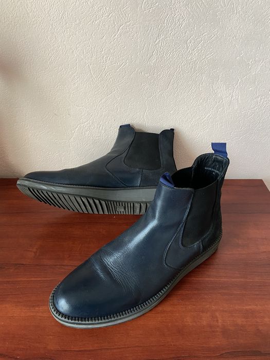 Чоловічі черевики Trussardi челсі сині шкіра замша